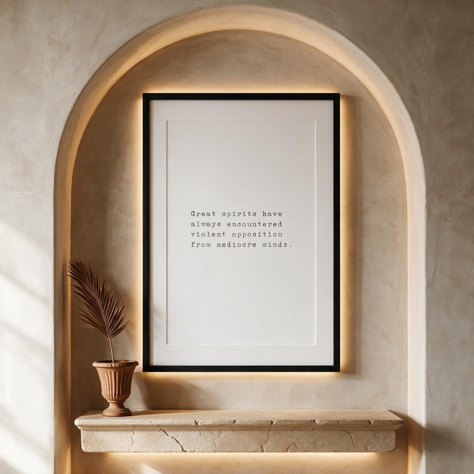 Great Spirits Meet Violent Opposition — typographic quote wall art print by Axiom Print Studio