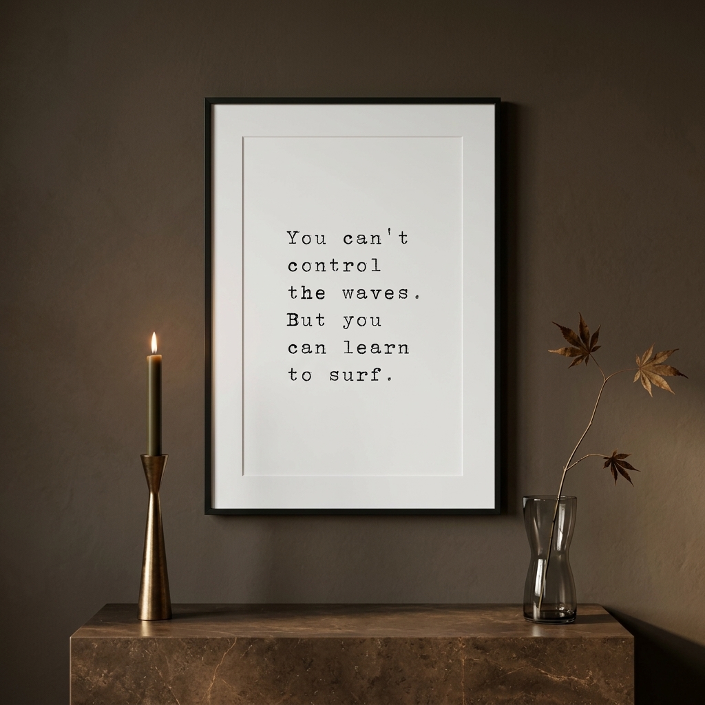 Learn To Surf — typographic quote wall art print by Axiom Print Studio
