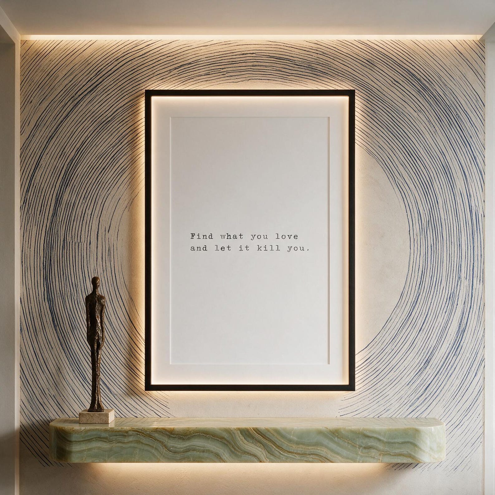 Find What You Love And Let It Kill You — typographic quote wall art print by Axiom Print Studio