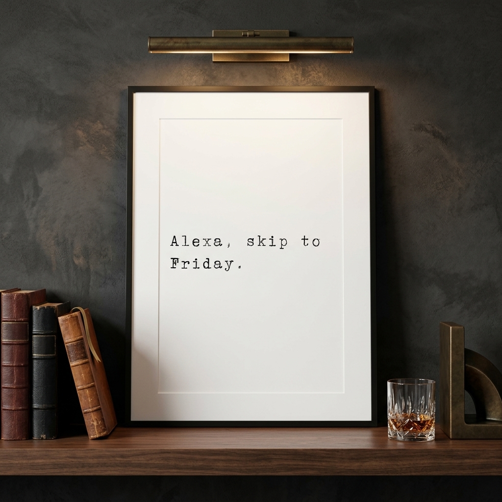 Alexa, Skip To Friday — typographic quote wall art print by Axiom Print Studio