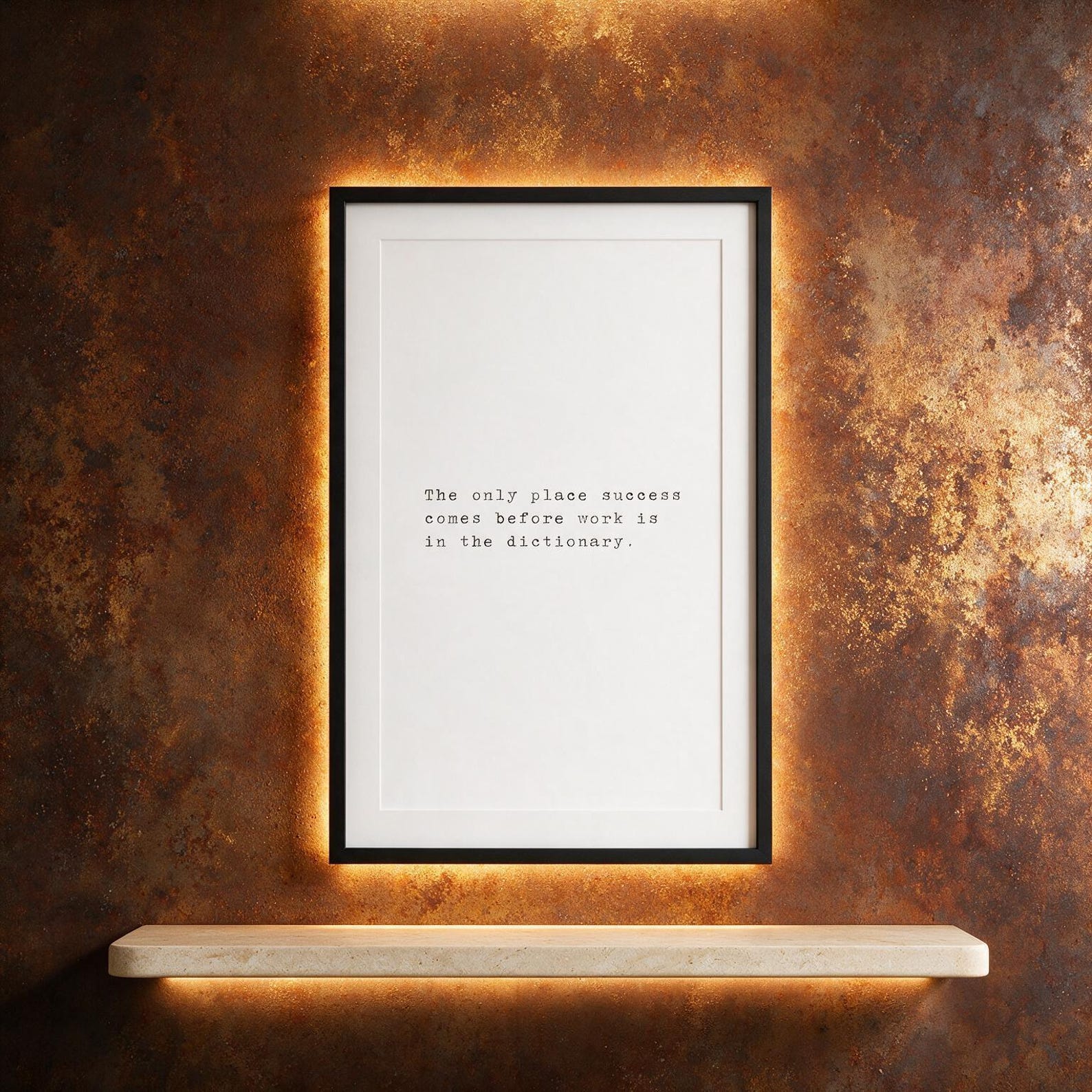 Success Comes Before Work — typographic quote wall art print by Axiom Print Studio