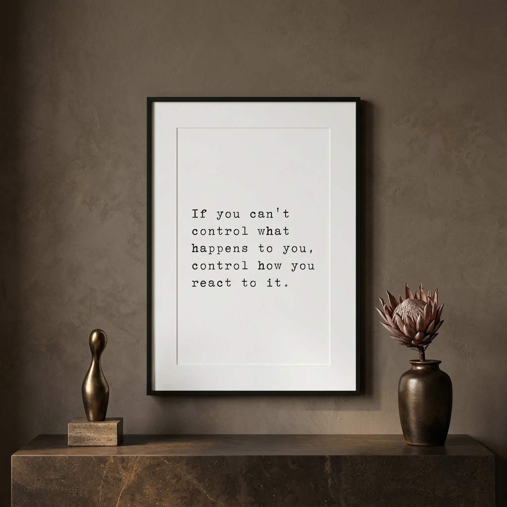 Control How You React — typographic quote wall art print by Axiom Print Studio