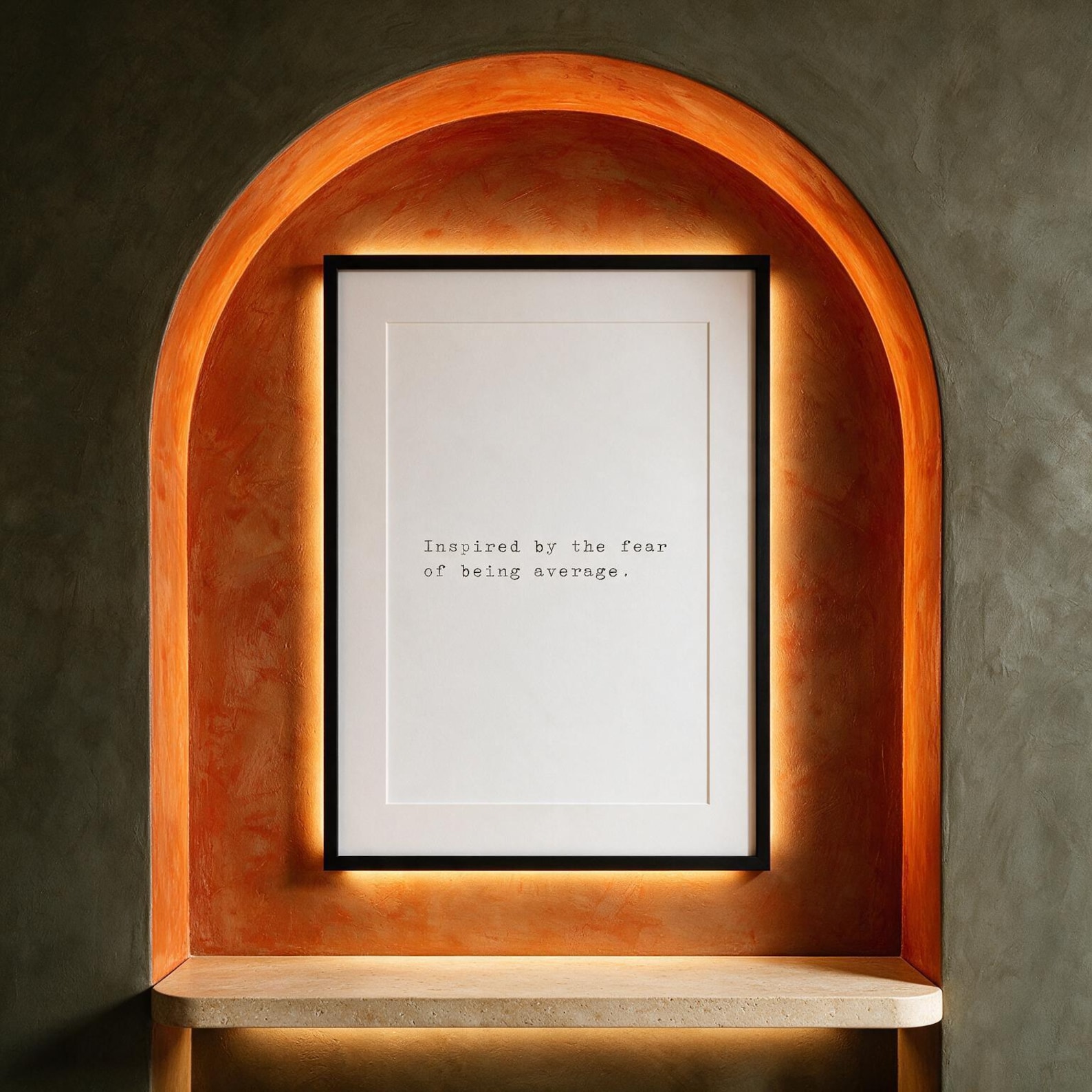 Inspired By The Fear Of Being Average — typographic quote wall art print by Axiom Print Studio
