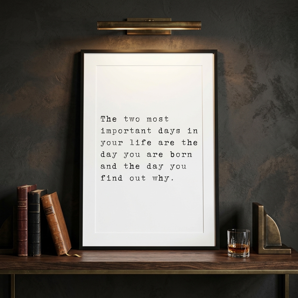 The Two Most Important Days — typographic quote wall art print by Axiom Print Studio