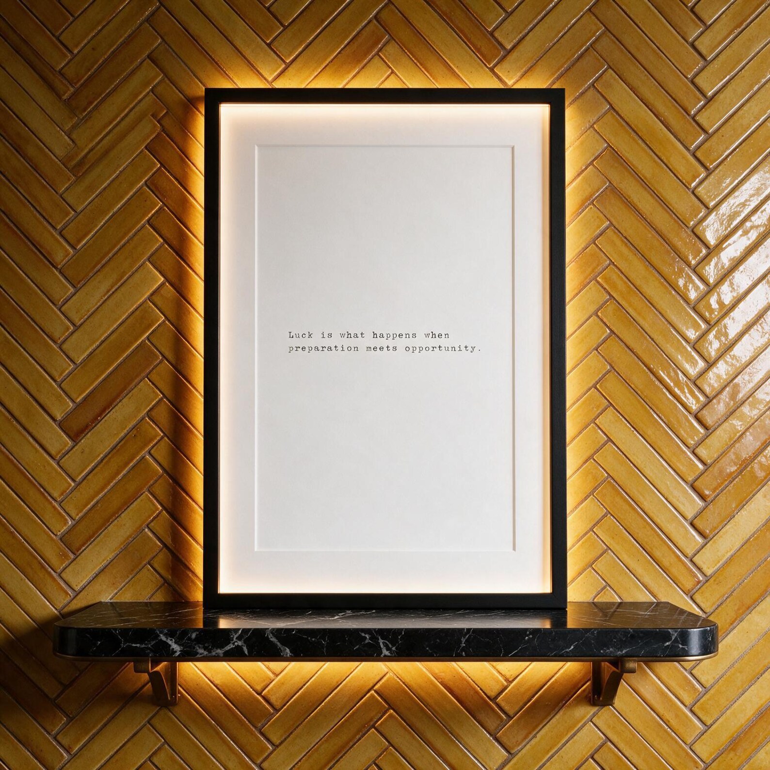 Luck Is Preparation Meeting Opportunity — typographic quote wall art print by Axiom Print Studio