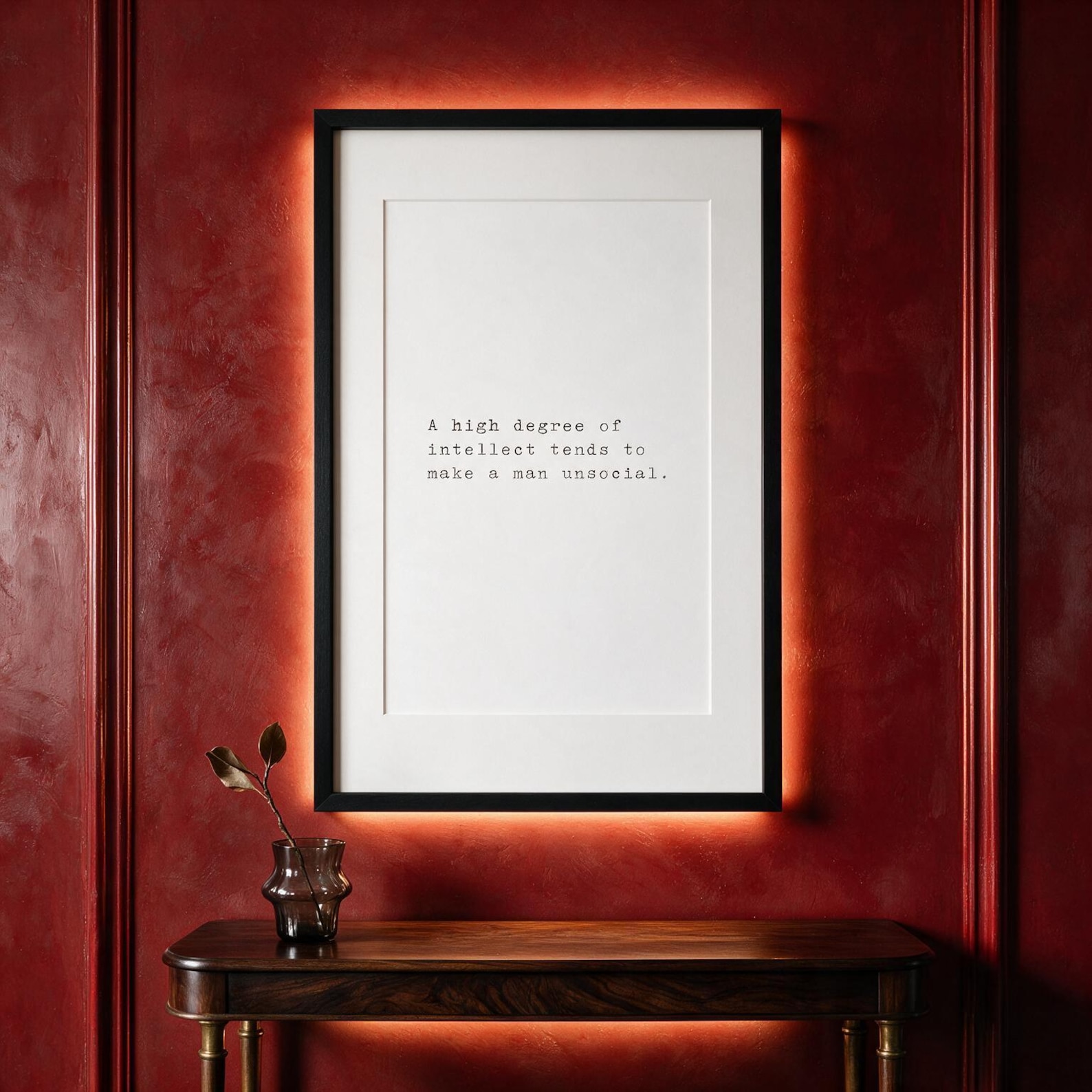 A High Degree Of Intellect — typographic quote wall art print by Axiom Print Studio