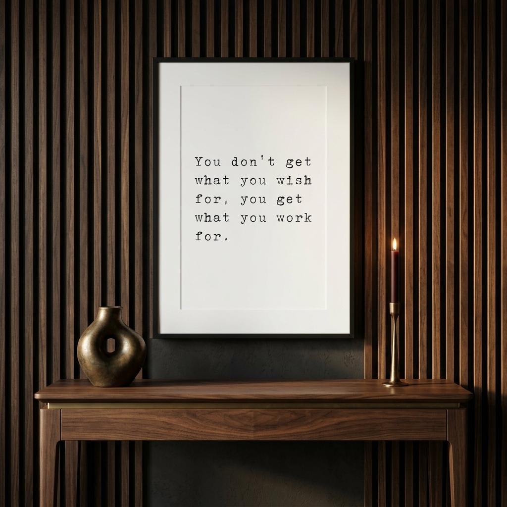 You Get What You Work For — typographic quote wall art print by Axiom Print Studio