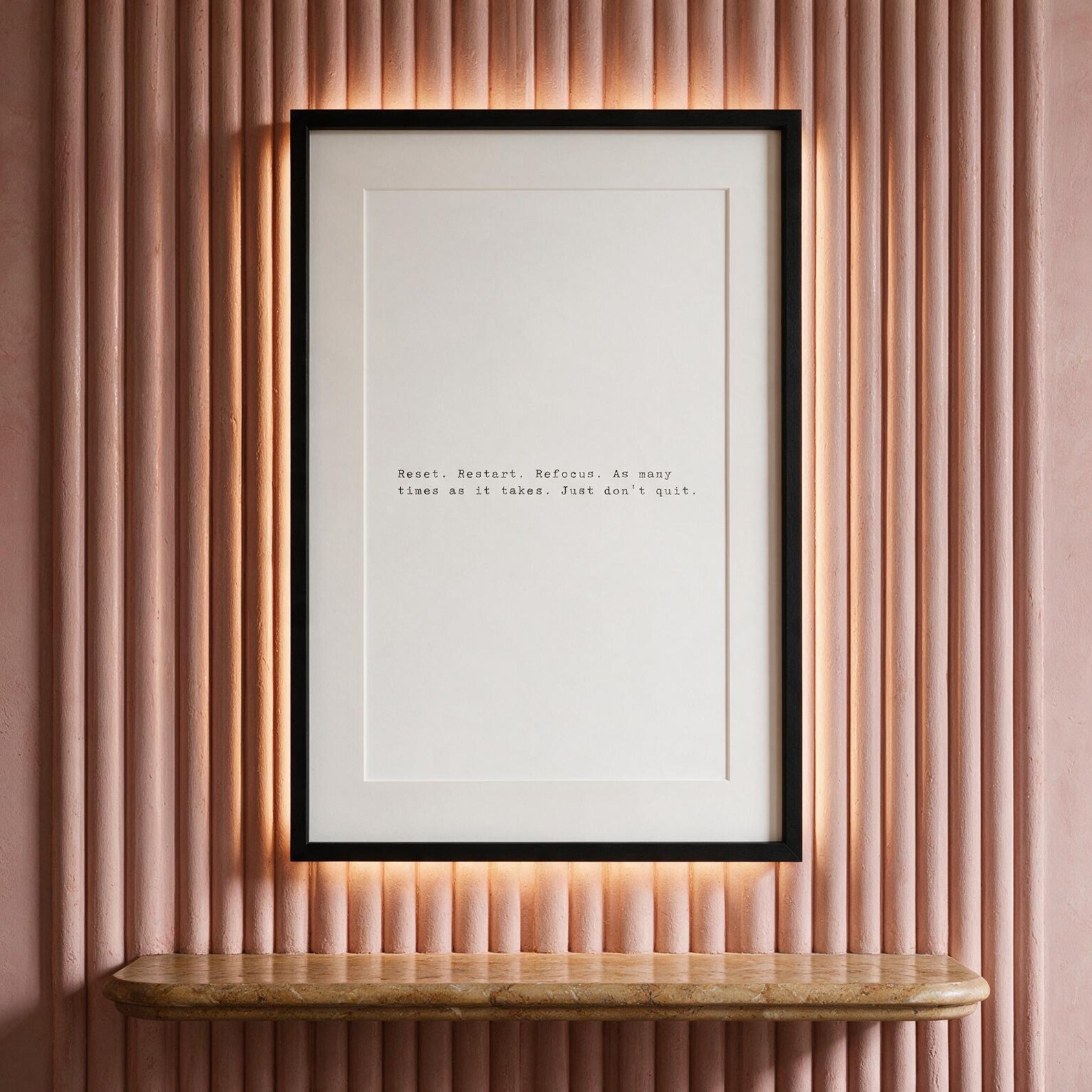 Reset, Restart, Refocus — typographic quote wall art print by Axiom Print Studio